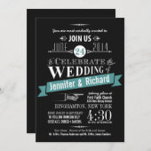 Chalkboard Art Deco Wedding Invitations Kaart (Voorkant / Achterkant)