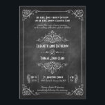 Chalkboard Art Deco Wedding Invitations Kaart<br><div class="desc">Eenvoudige,  elegante trouwuitnodigingen met dunne,  fancy draden die denken aan een  kunstdecoontwerp tegen een getextureerde achtergrond.</div>