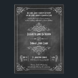 Chalkboard Art Deco Wedding Invitations Kaart<br><div class="desc">Eenvoudige,  elegante trouwuitnodigingen met dunne,  fancy draden die denken aan een  kunstdecoontwerp tegen een getextureerde achtergrond.</div>