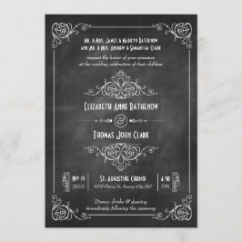 Chalkboard Art Deco Wedding Invitations Kaart