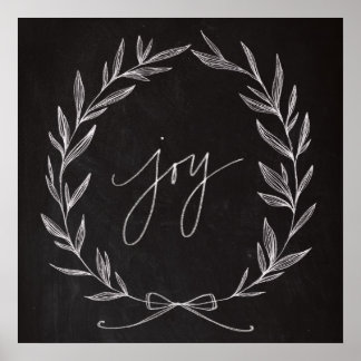 Chalkboard Art - Joy Wreath Poster