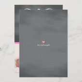 Chalkboard Art Style Pink Baby Aankondiging (Voorkant / Achterkant)