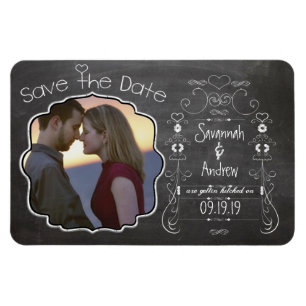 Chalkboard Art Wedding Save the Date Magneet