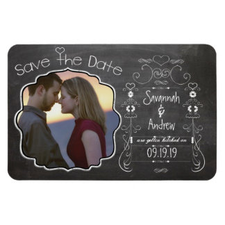 Chalkboard Art Wedding Save the Date Magneet