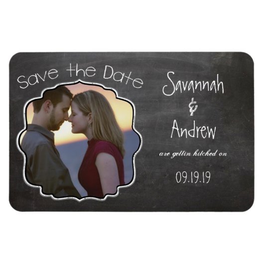 Chalkboard Art Wedding Save the Date Magneet (Horizontaal)