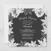 Chalkboard Autumn Leaves Bridal Shower Invitation Kaart (Voorkant)