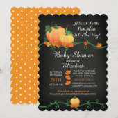 Chalkboard Autumn Pumpkin Baby shower Invitation Kaart (Voorkant / Achterkant)