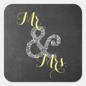 Chalkboard Autumn Wedding Mr & Mrs Party Vierkante Sticker (Voorkant)