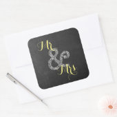 Chalkboard Autumn Wedding Mr & Mrs Party Vierkante Sticker (Envelop)