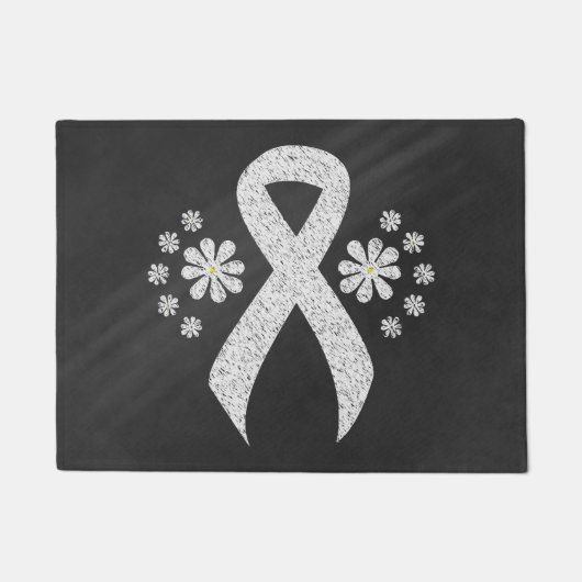 Chalkboard Awareness White Ribbon Deurmat (Voorkant)