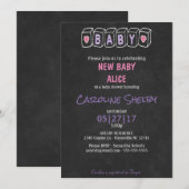 Chalkboard Baby Blokken Baby shower Uitnodiging (Voorkant / Achterkant)