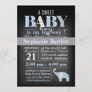 Chalkboard Baby Boy Chevron Uitnodiging