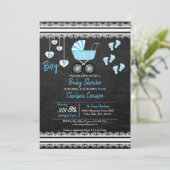 Chalkboard Baby Boy 👶 Shower Design Kaart (Staand voorkant)
