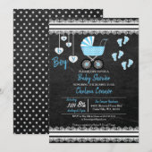 Chalkboard Baby Boy 👶 Shower Design Kaart (Voorkant / Achterkant)