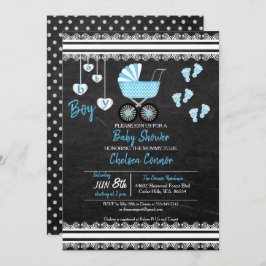 Chalkboard Baby Boy 👶 Shower Design Kaart