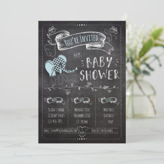 Chalkboard Baby Boy Shower Kaart (Staand voorkant)