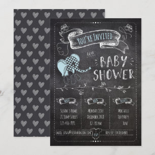 Chalkboard Baby Boy Shower Kaart