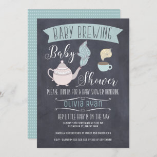 Chalkboard Baby Brewing Baby shower Uitnodiging