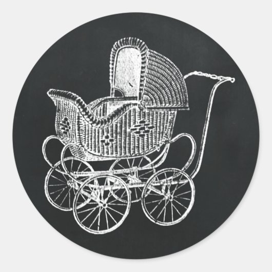  Chalkboard Baby Carriage Baby shower Ronde Sticker (Voorkant)