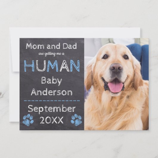 Chalkboard Baby Dog Zwangerschap Aankondiging (Voorkant)