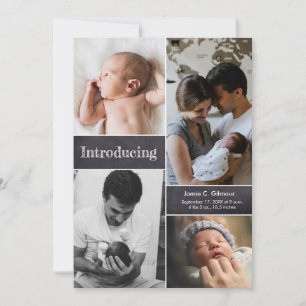 Chalkboard Baby Fotocollage Introductie van pasgeb Aankondiging