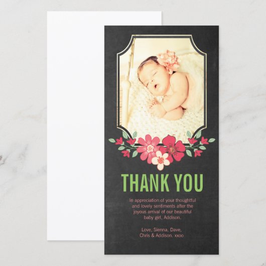 Chalkboard Baby Girl Hartelijk dank Bedankkaart (Voorkant / Achterkant)