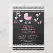 Chalkboard Baby Girl Shower Design Kaart (Voorkant)