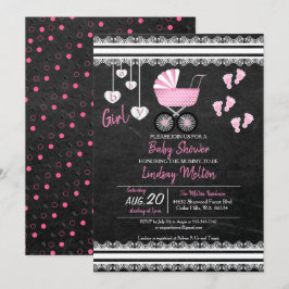 Chalkboard Baby Girl Shower Design Kaart