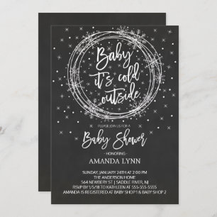 Chalkboard Baby Het is koud Buiten Baby shower Kaart