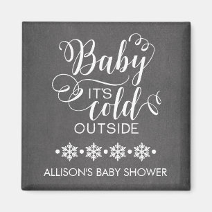 Chalkboard Baby Het is koud buiten Favor Magnet