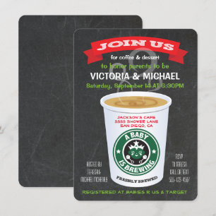 Chalkboard Baby is Brewing Coffee Baby shower Kaart