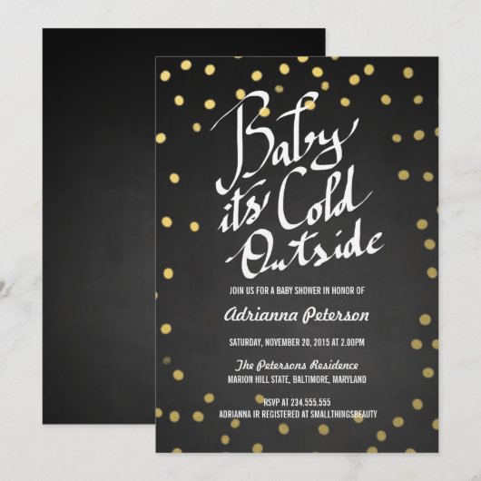 Chalkboard-Baby met koude buitenzijde Baby shower Kaart (Voorkant / Achterkant)