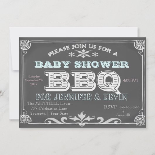 Chalkboard Baby shower BBQ-uitnodigingen Kaart (Voorkant)