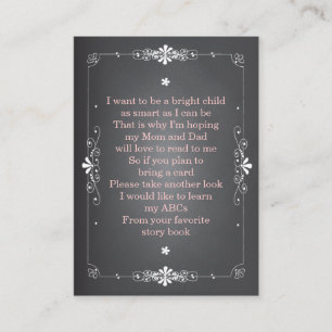 Chalkboard Baby shower Book Insert-aanvraagkaart Informatiekaartje