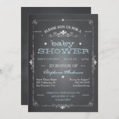  Chalkboard Baby shower Boy Blue Invitation Kaart (Voorkant / Achterkant)