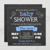 Chalkboard Baby shower Boy Blue Kaart (Voorkant / Achterkant)