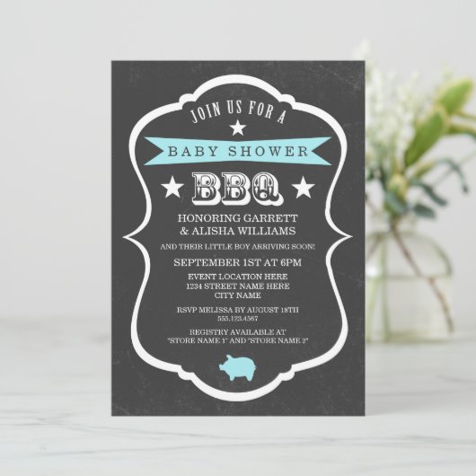 Chalkboard Baby shower Invitation / Boy Kaart (Staand voorkant)