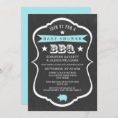 Chalkboard Baby shower Invitation / Boy Kaart (Voorkant / Achterkant)
