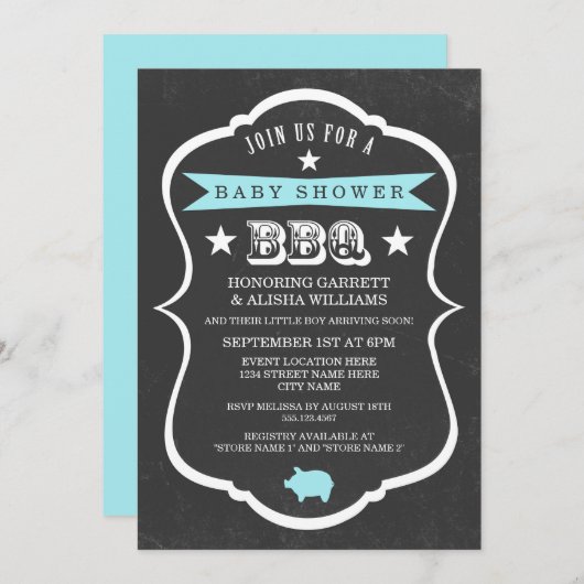 Chalkboard Baby shower Invitation / Boy Kaart (Voorkant / Achterkant)
