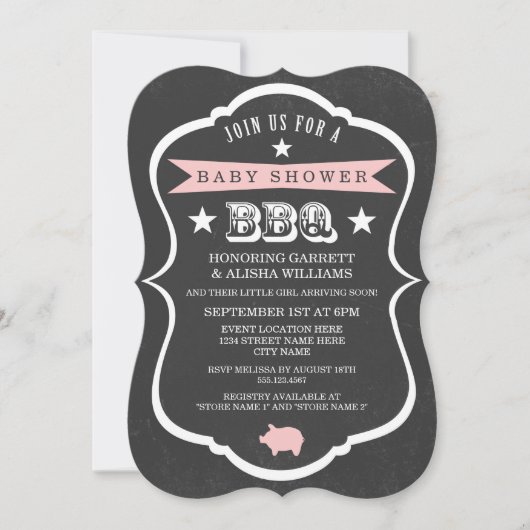 Chalkboard Baby shower Invitation / Girl Kaart (Voorkant)