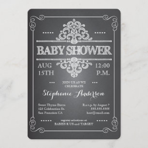  Chalkboard Baby shower Neutrale Uitnodiging