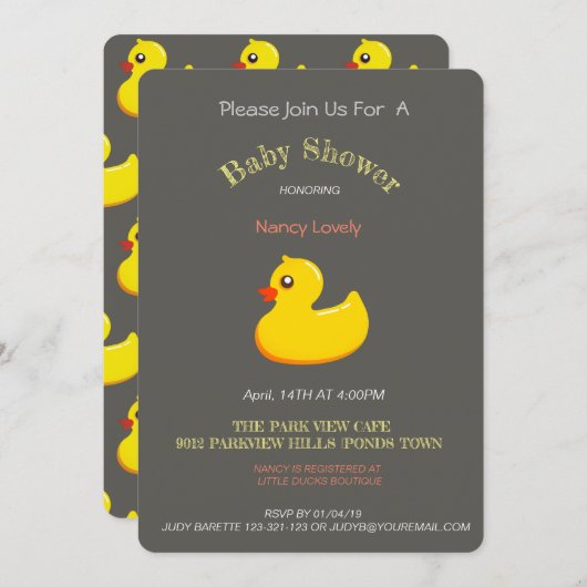 Chalkboard baby shower - rubbereend kaart (Voorkant / Achterkant)