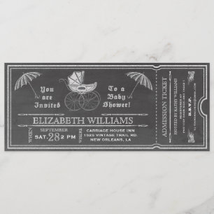 Chalkboard  Baby shower Ticket Invitation Kaart