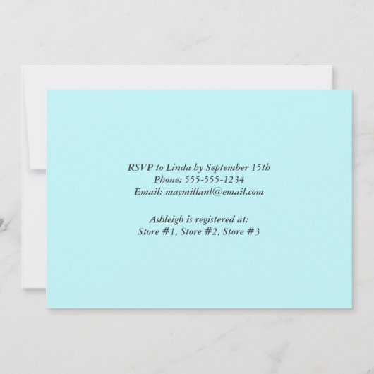 Chalkboard Baby shower Train Invite 2 - Blue Kaart (Achterkant)