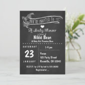 Chalkboard Baby shower Zebra Bow Chic-uitnodiginge Kaart (Staand voorkant)