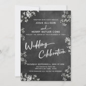 Chalkboard Baby's Breath Bruiloft Viering Kaart (Voorkant)
