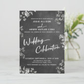 Chalkboard Baby's Breath Bruiloft Viering Kaart (Staand voorkant)