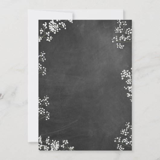 Chalkboard Baby's Breath Bruiloft Viering Kaart (Achterkant)