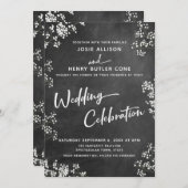 Chalkboard Baby's Breath Bruiloft Viering Kaart (Voorkant / Achterkant)