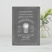 Chalkboard & Baby's Breath Mason Jar Wedding Kaart (Staand voorkant)